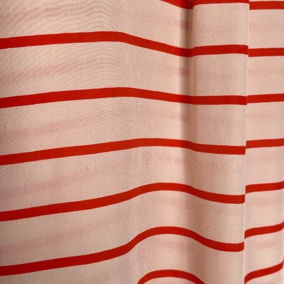 SOLD Equipment Femme Orange Striped Silk Shirt Blouse Top Size L Long Sleeve - Picture 7 of 12